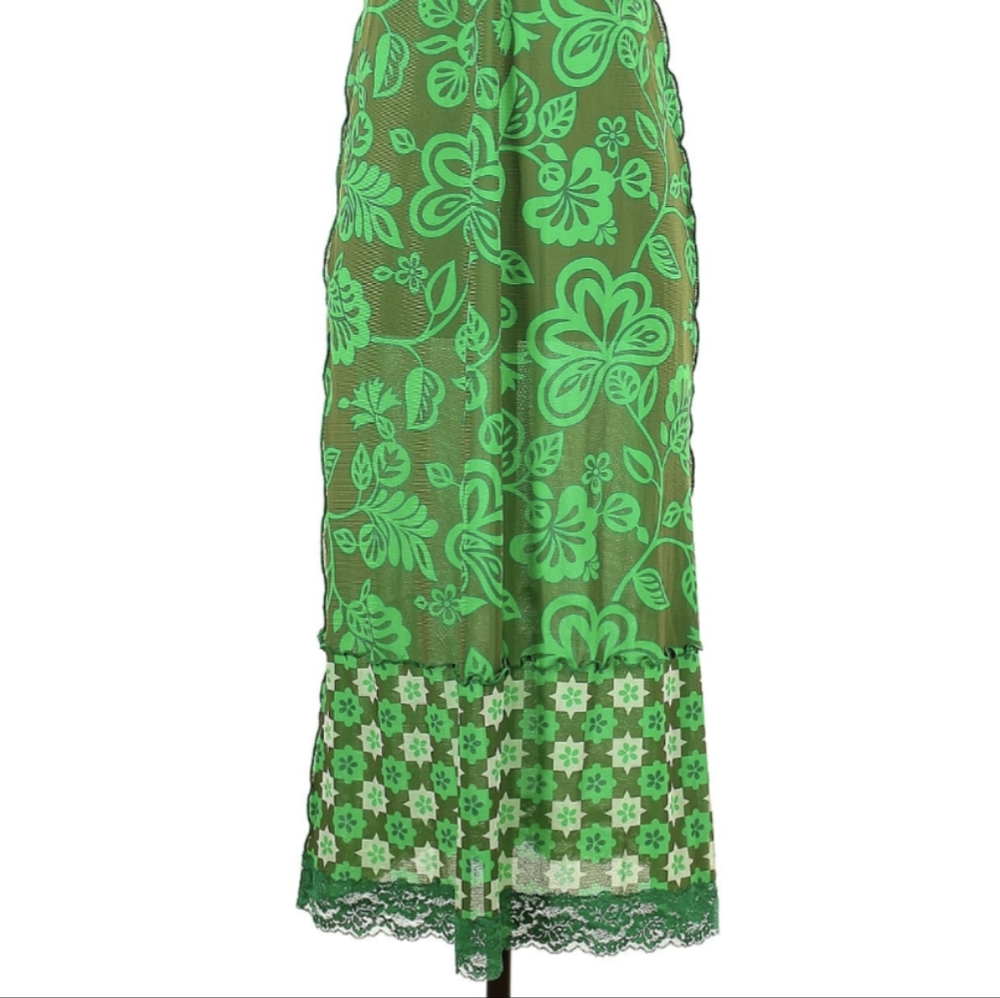 Anna Sui Paradisiac Dress Mesh Lace Sleeveless Floral Midi Maxi - Picture 8 of 10